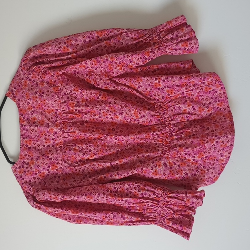 Free People Pink Floral Blouse with Button Detail - Picture 8 of 10